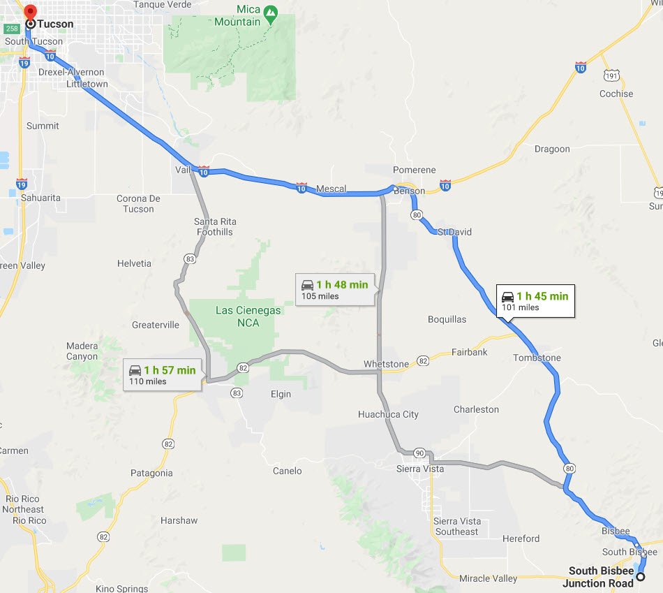Southern Arizona Google Map